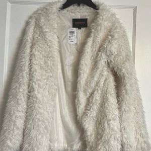 White faux fur coat! NEW WITH TAGS